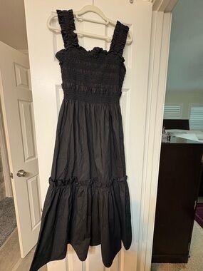 SEA New York Women’s Black Smocked Sundress with Ruffled Straps Size Small